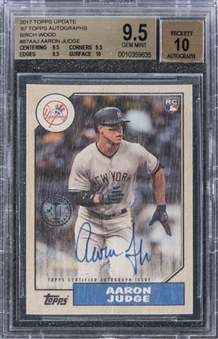 2017 Topps Birch Wood "87 Topps Autographs" Aaron Judge Signed Rookie Card (#1/1) – BGS GEM MINT 9.5/BGS 10